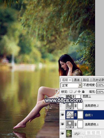 Photoshop为水景人物图片打造艳丽的秋季暖色特效12