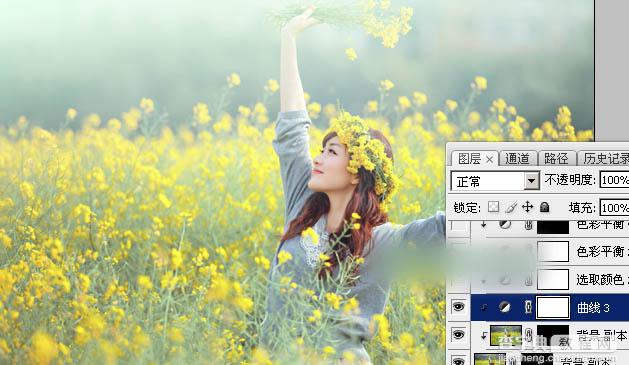 Photoshop调出甜美的淡绿色油菜花人物图片教程28