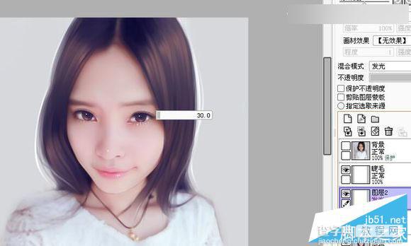 Photoshop给可爱的美女照片转成唯美的仿手绘效果38