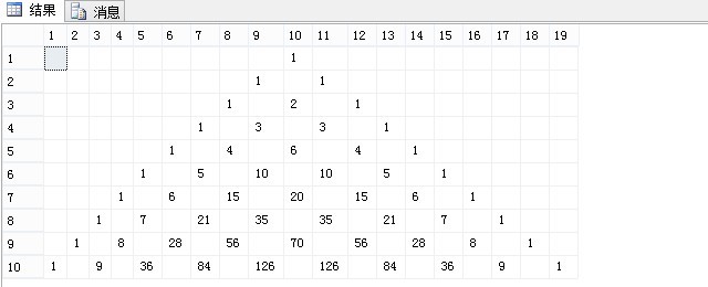 通过SQL绘制杨辉三角的实现方法介绍1