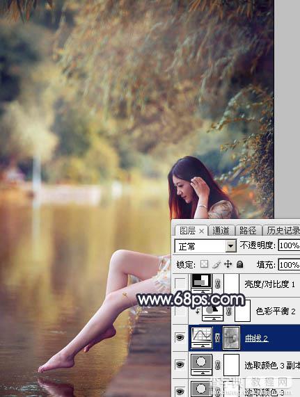 Photoshop为水景人物图片打造艳丽的秋季暖色特效28