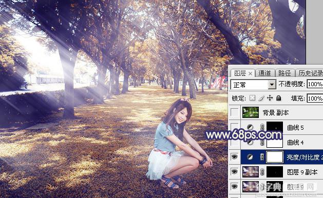 Photoshop将树荫下的美女调制出秋季阳光色效果33
