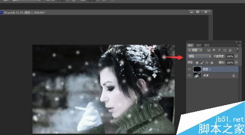 Photoshop在图片上添加逼真的雪花7