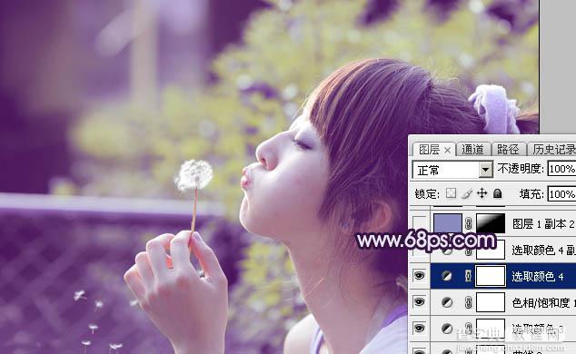 Photoshop调出梦幻浪漫的蓝紫色外景美女图片26