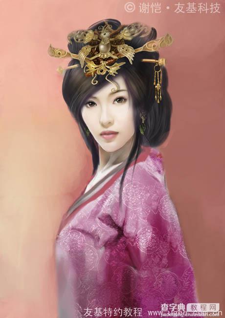 photoshop鼠绘华丽的古典美女插画15