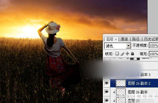 Photoshop为草原上的人物加上昏暗的暖色逆光效果教程36