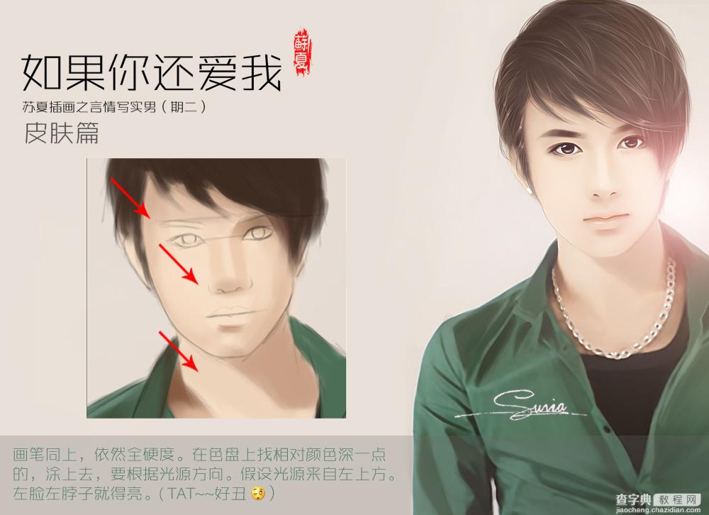 PhotoShop为言情小说手绘出超帅气的男生插画皮肤的画法教程4