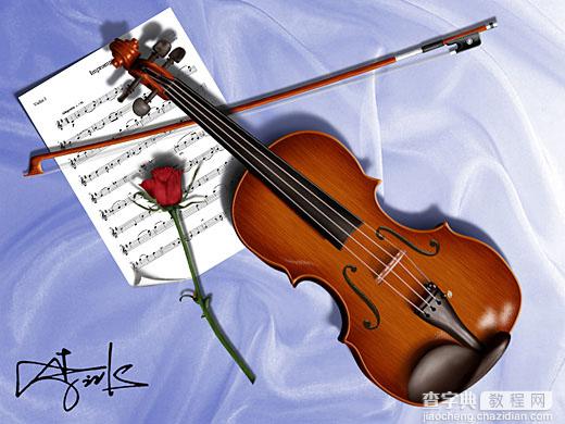 photoshop鼠绘逼真的红色小提琴1