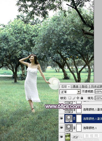 Photoshop将树林人物图片打造出唯美的淡调紫红色特效5