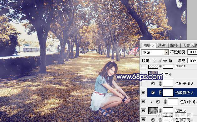 Photoshop将树荫下的美女调制出秋季阳光色效果27