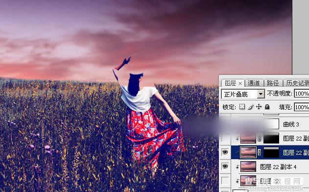 Photoshop调出偏暖的蓝褐色草原人物图片教程31
