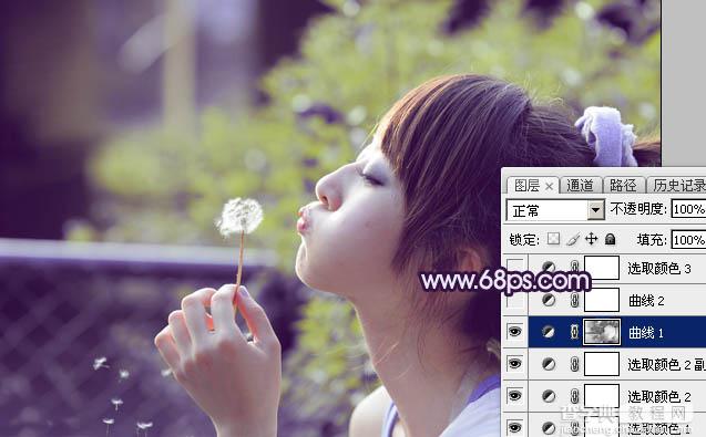 Photoshop调出梦幻浪漫的蓝紫色外景美女图片10