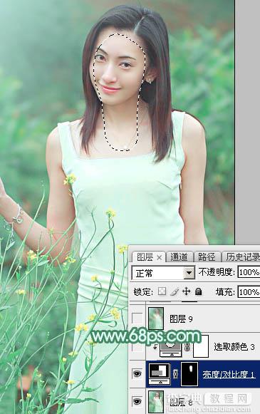 Photoshop调出甜美的清爽淡绿色外景美女27