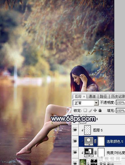 Photoshop为水景人物图片打造艳丽的秋季暖色特效42