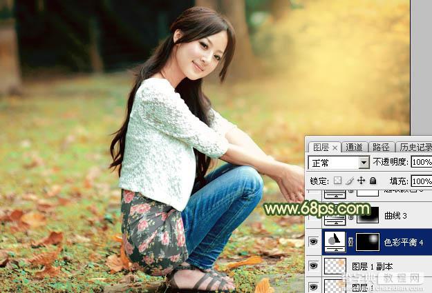 Photoshop为外景美女图片打造甜美的秋季橙绿色40