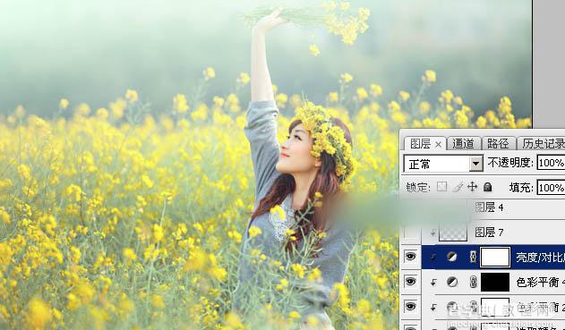 Photoshop调出甜美的淡绿色油菜花人物图片教程38