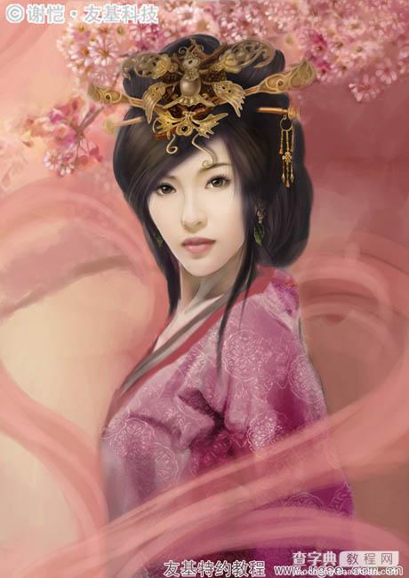 photoshop鼠绘华丽的古典美女插画17