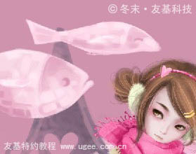 photoshop鼠绘可爱的围红围巾的小女孩37