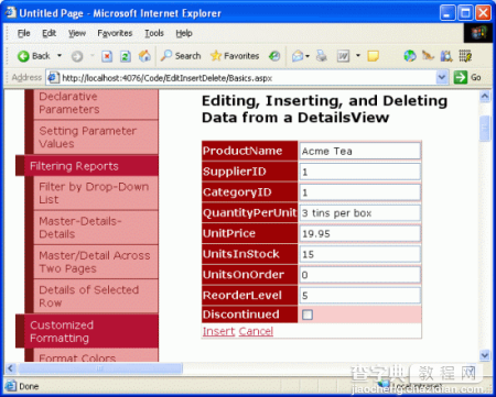 在ASP.NET 2.0中操作数据之十六：概述插入、更新和删除数据20