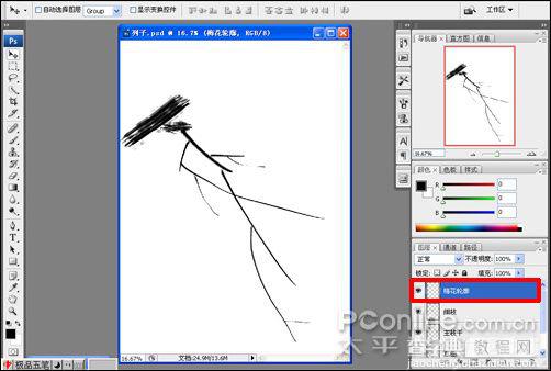 PS鼠绘一枝国画腊梅教程10