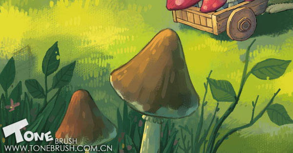 photoshop 鼠绘卡通在森林里采蘑菇的小兔子20