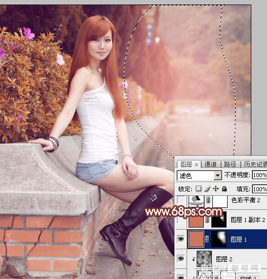 Photoshop将景区的美女调制出唯美的阳光暖色23