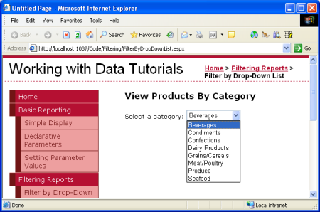 ASP.NET 2.0中的数据操作之七：使用DropDownList过滤的主/从报表6