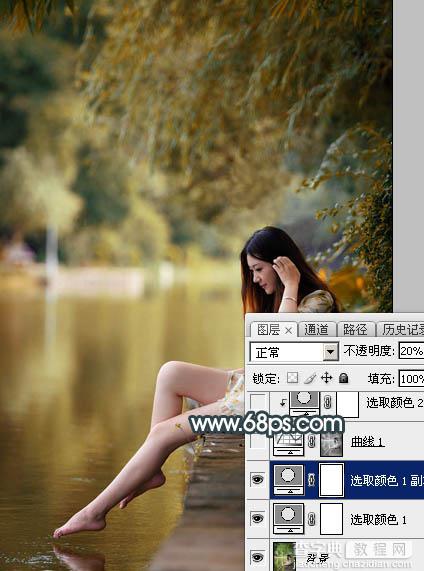 Photoshop将水景人物图片打造高对比的暗调黄褐色效果8