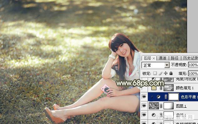 Photoshop将草地美女图片打造出唯美的阳光褐色24