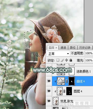 Photoshop将夏季美女图片打造除梦幻的古典中性绿色18