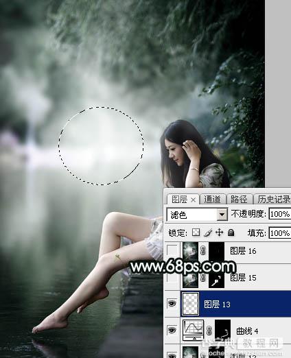 Photoshop调制出柔美的古典暗绿色水景人物图片41