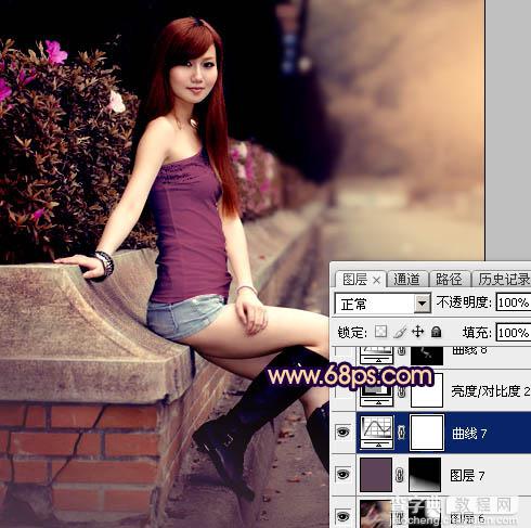Photoshop为景区美女更换衣服颜色增加昏暗的高对比晨曦色43