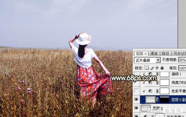 Photoshop调制出秋季冷褐色草原人物图片29