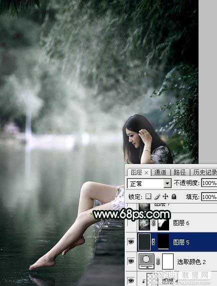 Photoshop调制出柔美的古典暗绿色水景人物图片35