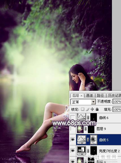 Photoshop使用调色与渲染工具打造出梦幻的绿紫色水景人物图片41