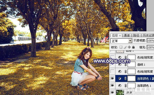 Photoshop将树荫下的美女调制出秋季阳光色效果7