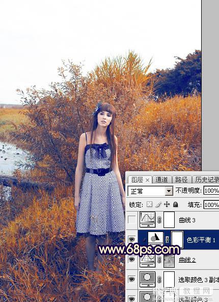 Photoshop调制出唯美的霞光效果荒野人物图片22