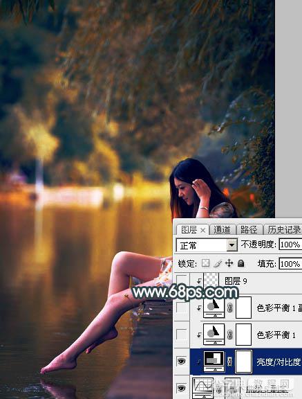 Photoshop将水景人物图片打造高对比的暗调黄褐色效果23