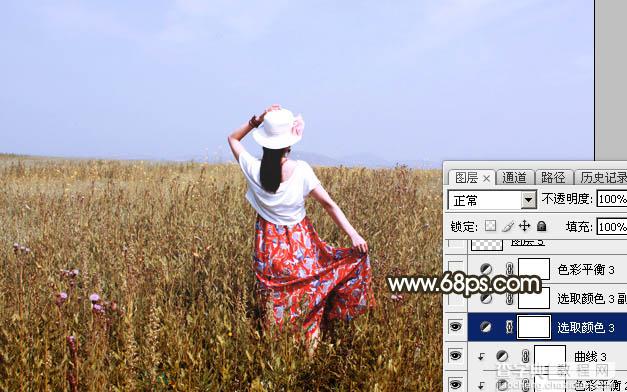 Photoshop调制出秋季冷褐色草原人物图片21