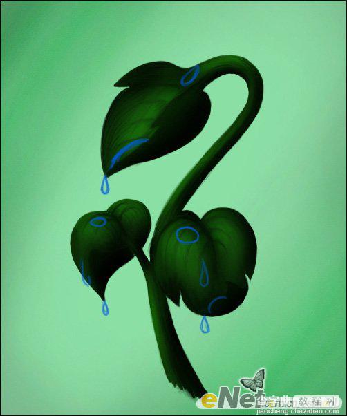 Photoshop手绘制青翠欲滴的绿色植物12