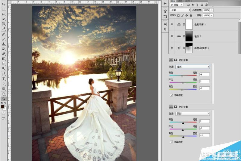 Photoshop给婚纱外景照片调出唯美大气的夕阳景色效果12