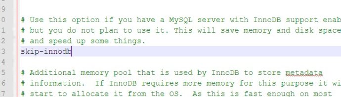 MySQL提示The InnoDB feature is disabled需要开启InnoDB的解决方法3