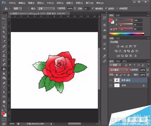 用Photoshop给简笔画玫瑰花涂上颜色步骤8