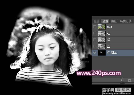 Photoshop利用通道抠出精细的发丝及更换背景色20