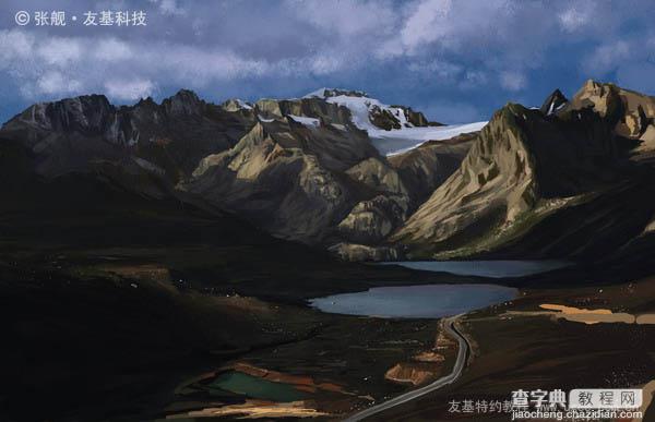 photoshop 临摹一张漂亮的雪山图片14