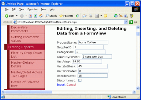 在ASP.NET 2.0中操作数据之十六：概述插入、更新和删除数据24