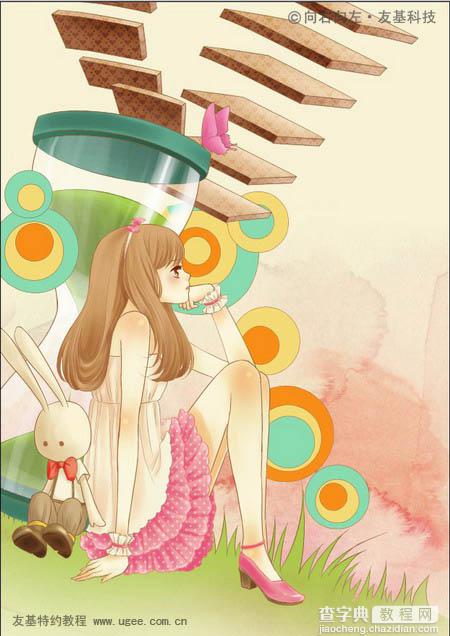 photoshop鼠绘漂亮的粉色人物插画33