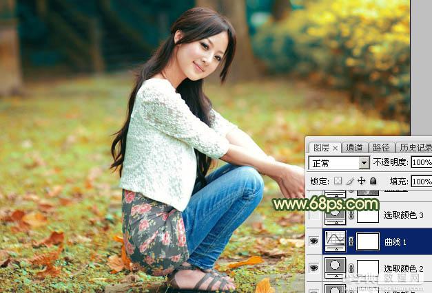 Photoshop为外景美女图片打造甜美的秋季橙绿色15