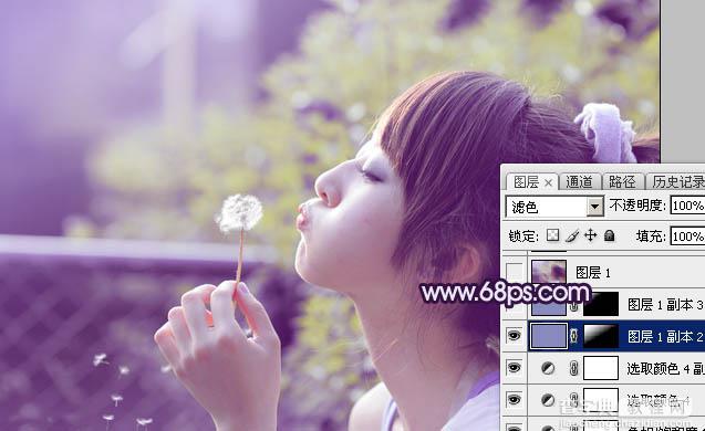 Photoshop调出梦幻浪漫的蓝紫色外景美女图片28