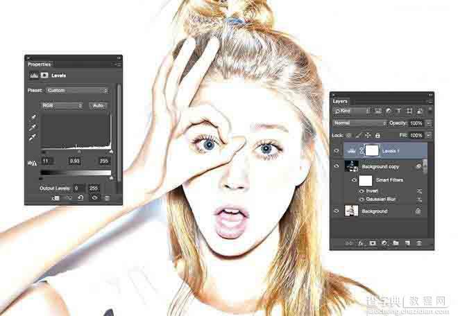 Photoshop制作将一幅美女照打造成黑白风格的铅笔画效果5